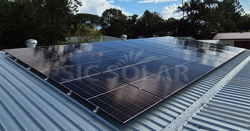 solar panels on tin roof