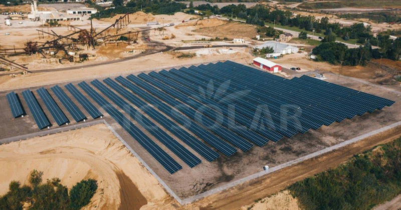 solar panels mounted on the ground