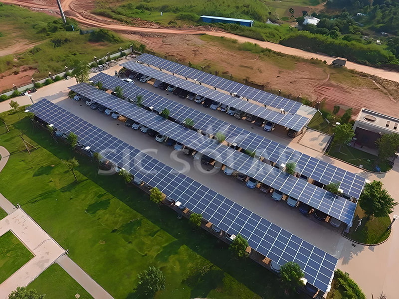 300-kW-Aluminium-Solar-Carport-Konstruktionen, wasserdicht, in Chile